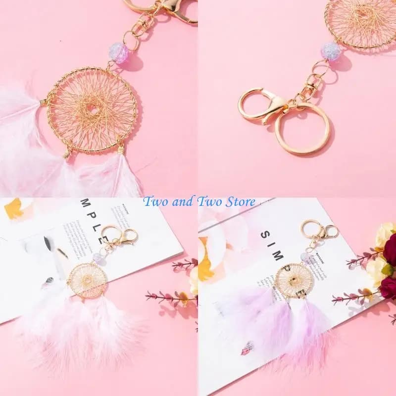 HX6F Dream Catcher Charm Keychains Fashion Pendant Car Keyring Backpack Decoration Fashion Jewelry for Women Girls