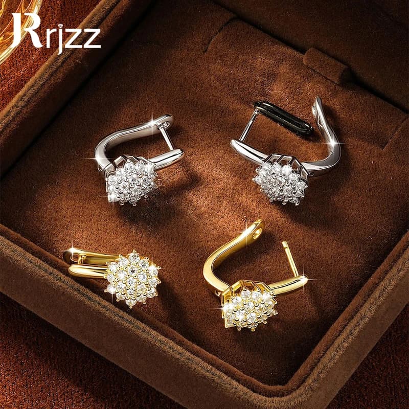 Orecchini a Cerchio Rrjzz Scintillanti Starlight con Moissanite D Color, Gioielli da Donna per Compleanno, Regalo Perfetto