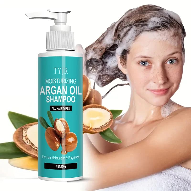 Shampoo all'olio di argan marocchino contiene formula idratante naturale di aloe vera, unisex, schiuma ricca, capelli rinfrescanti e non grassi, idratanti, ripara i capelli lucidi e lisci