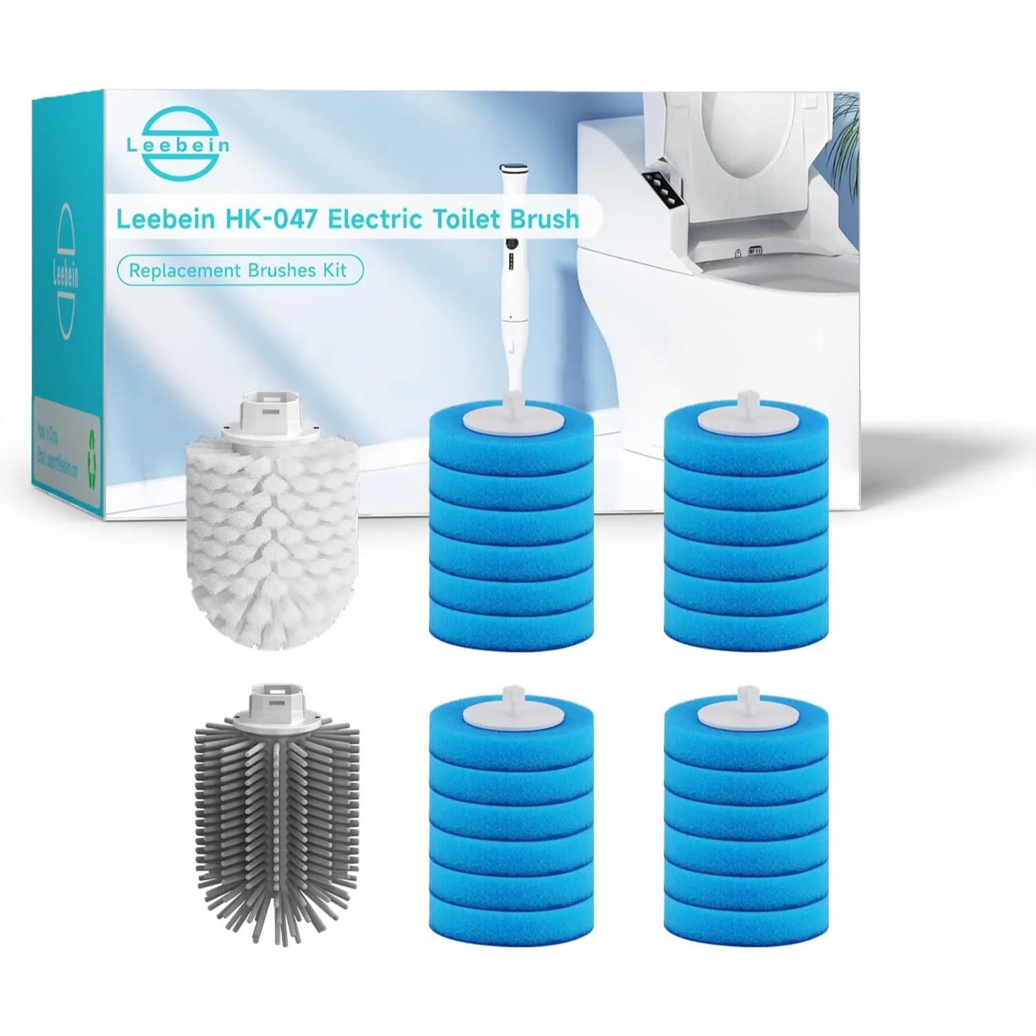 Kit di 24 Ricariche e Testine Sostituibili per Spazzola Elettrica per WC, Testine in Nylon Rigido e Silicone TPU, 24 Spugne