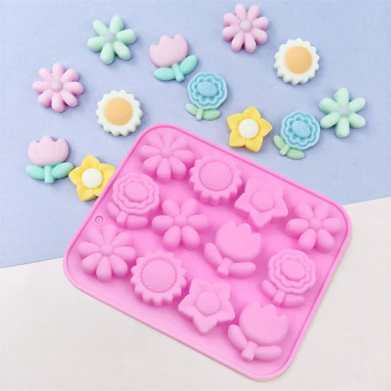 Stampo in silicone rosa foglie di fiori strumenti per decorare torte fiocchi di girasole caramelle vassoio per cubetti di ghiaccio cupcake topper accessori da cucina