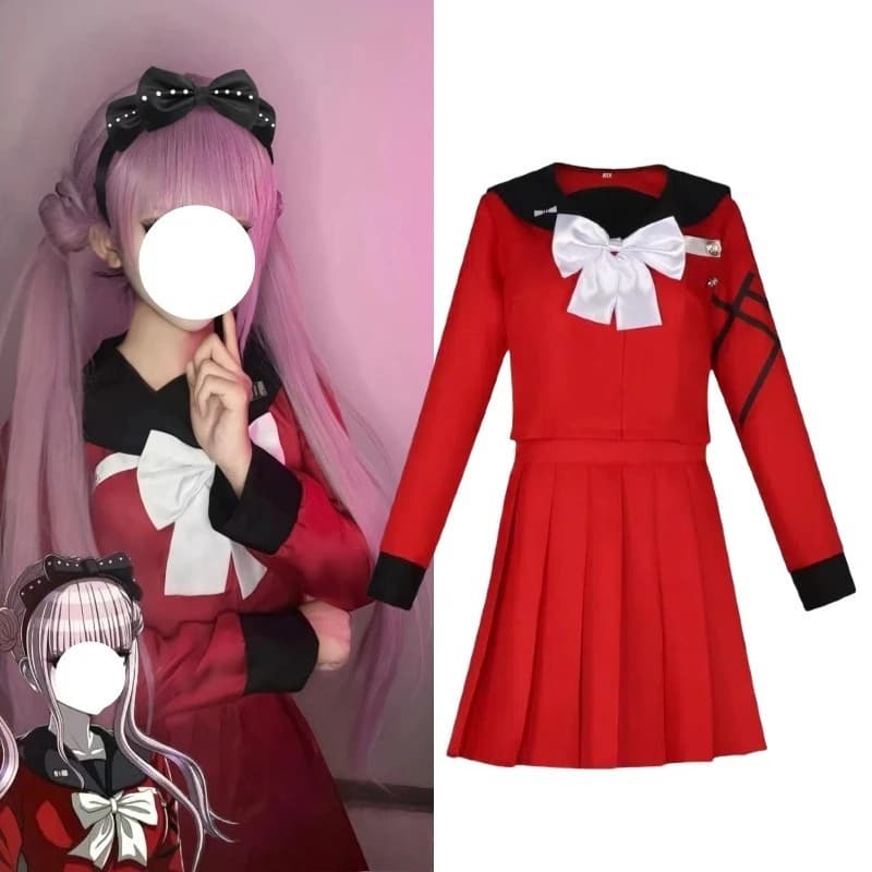 Anime Tsukumo Kako Costume Cosplay Gonna rossa JK Uniforme scolastica Abbigliamento da marinaio Parrucca rosa Set completo per le donne Festa a tema