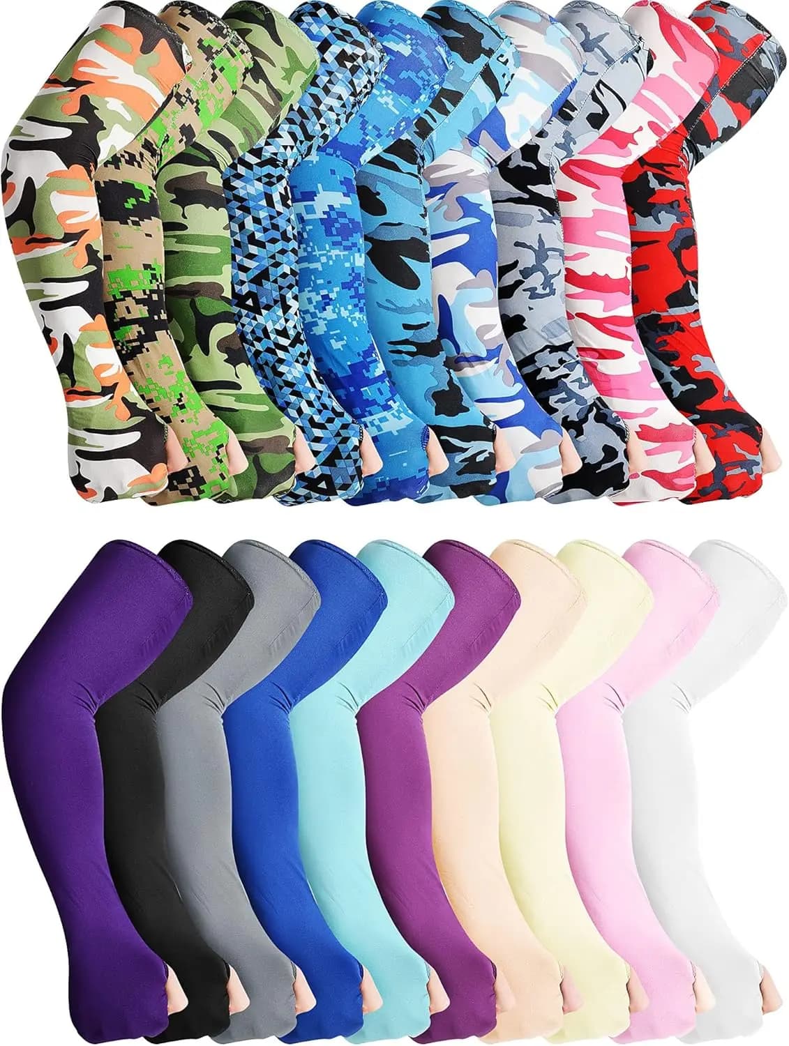 20 Paia di Guanti Senza Dita con Protection Solare, Unisex, in Ice Silk Refreshing for Open Sports, Race and Cycling