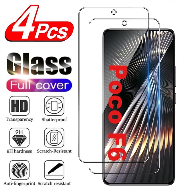 Proteggi schermo HD da 2/4 pezzi per pellicola in vetro temperato Xiaomi POCO F6/F6 Pro