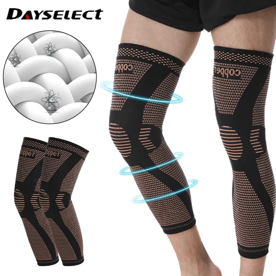 1/2 pieces long joint tension knee pads pressure stabilization type X nylon copper weaving integrated elastic guards for hot legs