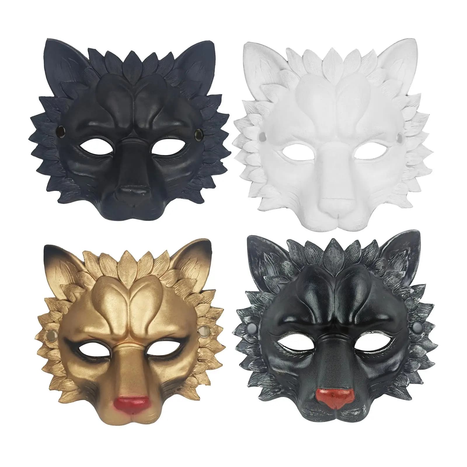 Maschera di leone Mezza faccia Fornitura decorativa Durevole 3D per Halloween Masquerade Maschera di leone in schiuma PU Forniture per feste in costume per adulti