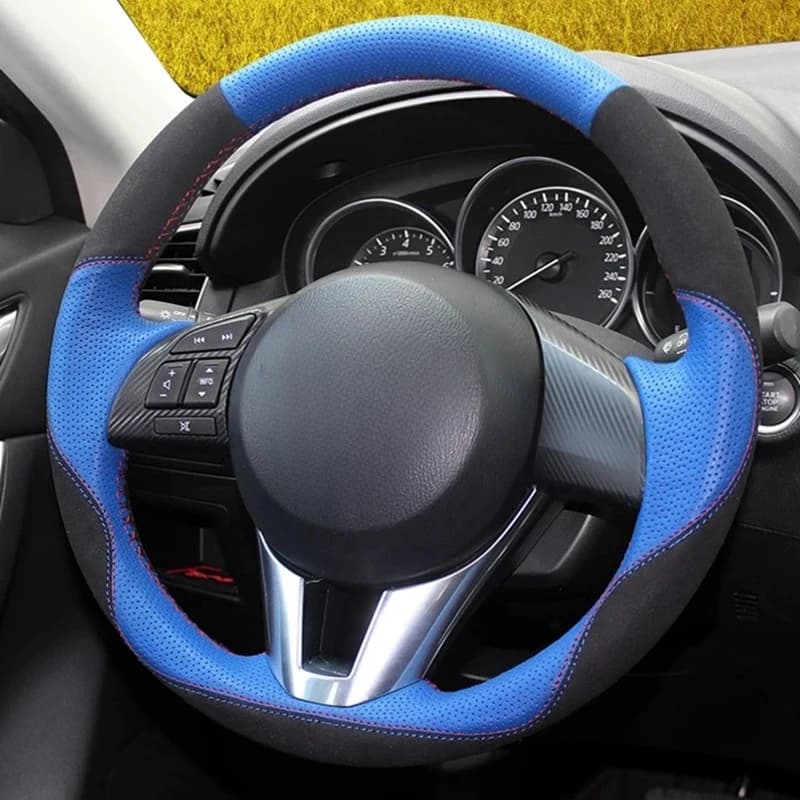 Coprivolante per auto coprivolante cucito a mano fai da te in vera pelle per Mazda 3 CX-3 2016 Mazda CX-5 CX5 Atenza 2014