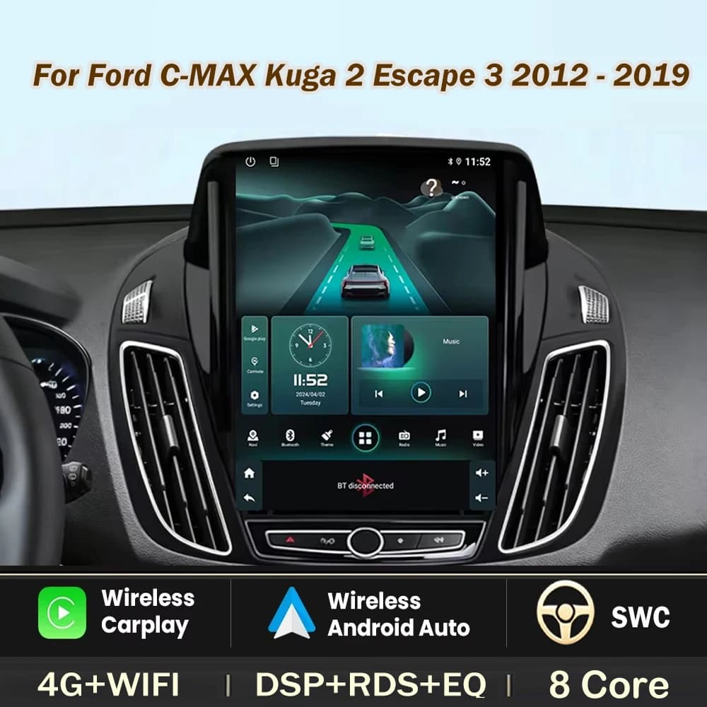 Autoradio Android 9.7 Pollici per Ford C-MAX Kuga 2 Escape 3 2012 - 2019, Lettore Multimediale Auto, Navigatore GPS, Carplay, 4G, DSP