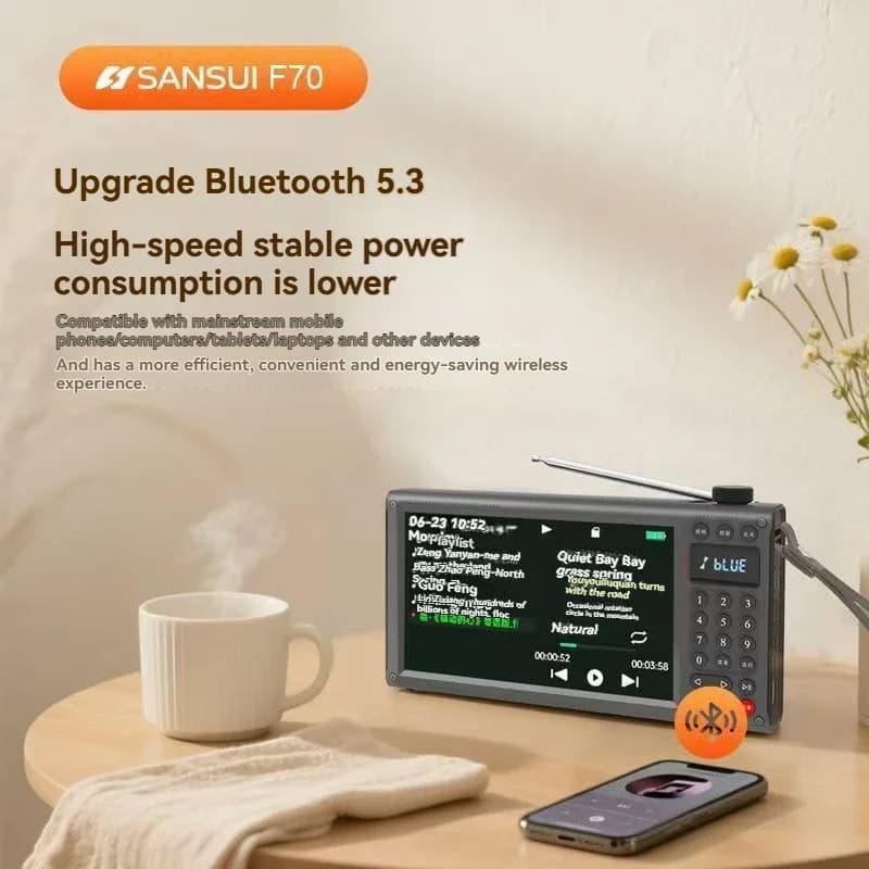 Outdoor portable Bluetooth speaker SANSUI F70 7-inch video dual card slot high-definition video card insertion radio turntable