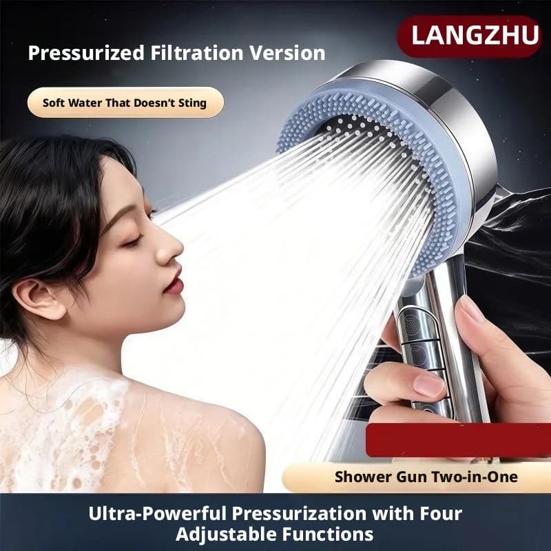 Pressurized Shower Head Filter Shower Bath Massage Multi-Function Shower With Spray Gun Lotus Head Two-In-One