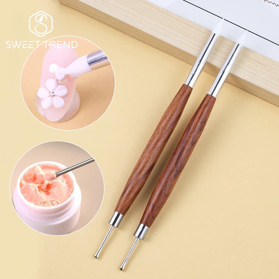 1/2 Pezzi Penna per Intaglio Unghie a Doppia Punta, Pennello Multifunzionale per Intaglio Unghie/Rivestimento in Polvere/Goffratura, Strumenti per Nail Art Fai-da-Te