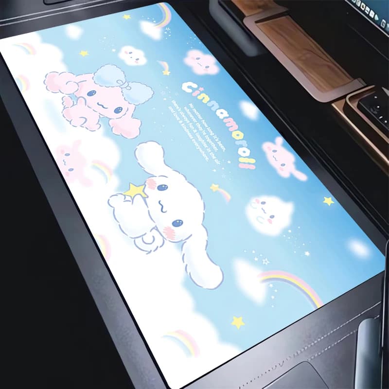 Tappetino per mouse Cinnamoroll 90x40cm xxl Tappetino da scrivania per giocatori Tappeto per computer da ufficio Tastiera Tavolo Accessori da gioco Tappetino per mouse con bordo di bloccaggio