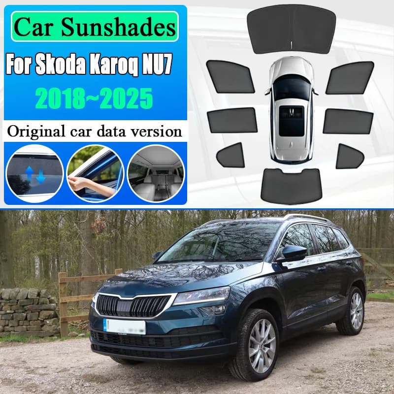 Per Skoda Karoq NU7 2018 2019 2020 ~ 2025 Parasole magnetico Parabrezza Finestrino laterale Auto Maglia Parasole Accessori per l'isolamento termico