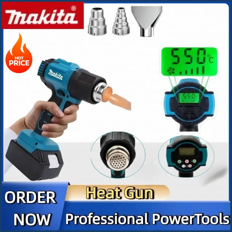 Nuovo Makita 550 ° Pistola ad aria calda portatile senza fili senza spazzole C con display a LED Pistola termica per saldatura con controllo della temperatura