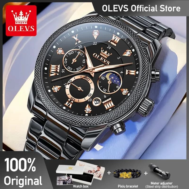 OLEVS 3660 Orologio da uomo Business Orologio al quarzo semplice originale Orologio luminoso impermeabile per uomo Cronografo multifunzionale Reloj