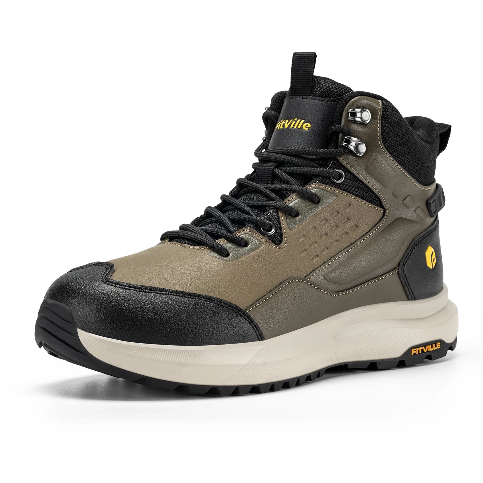 FitVille Scarponi da Trekking Resistenti all'Acqua, Modello Alto e Largo per Uomo, Scarpe Antiscivolo per Escursionismo, Tattiche e Militari