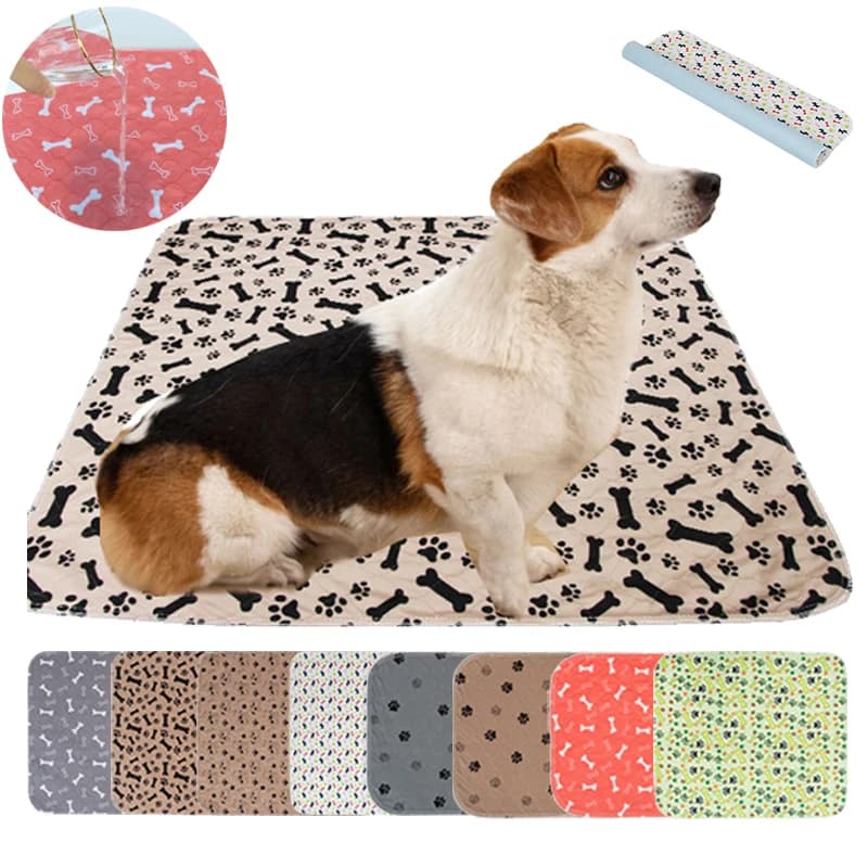 Tappetino per pannolini per animali domestici per cani impermeabile tappetino per pannolini per gatti assorbente a 3 strati riutilizzabile tappetino per coprisedile con stampa di zampe di osso per pavimento del divano letto