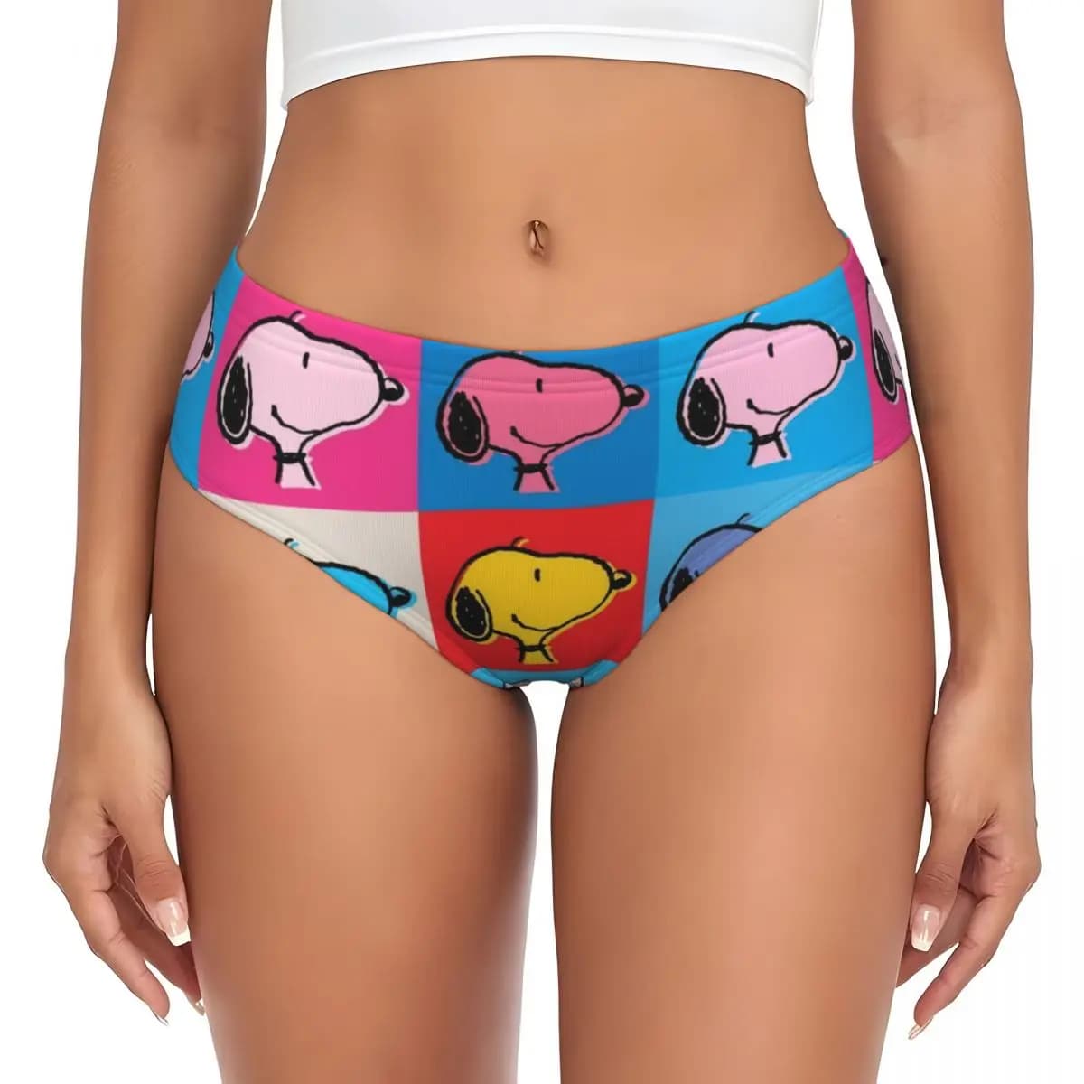 Women's Custom Mutandines with Manga Snoopy and Woodstock Printing, Slips Comfortable with Cartoon Patterns, Valentine's Gift