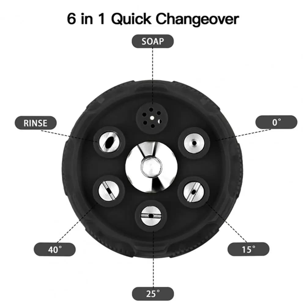 6-in-1 high pressure garden cleaner with quick coupling, adjustable spray tip 0-15-25-40 degrees for washing and desteering