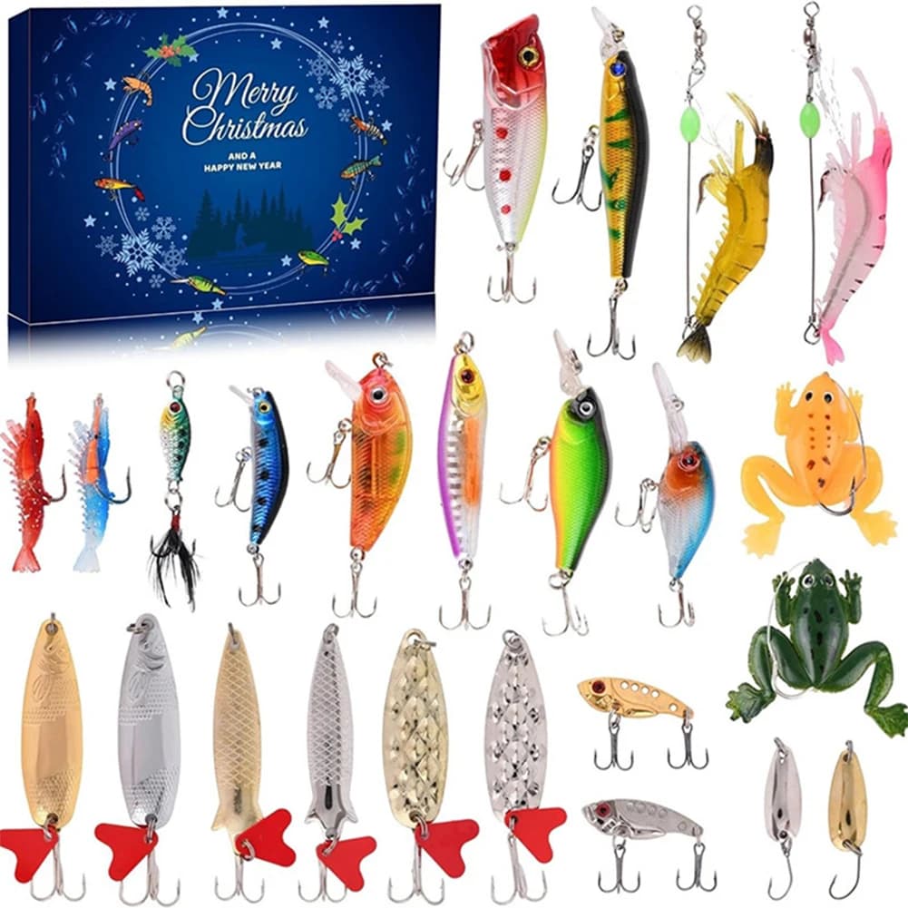Calendar box for countdown for Christmas fishing equipment Set of fishing baits for 24 days Calendar box Creative theme of the festival for adults