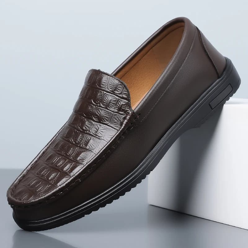 Mocassini Slip-On da Uomo, Scarpe in Pelle Comode con Suola Morbida, Traspiranti Antiscivolo per Uso Casual e Outdoor-HT509