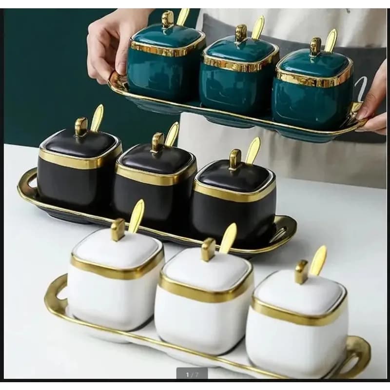 Set di barattoli per condimenti in ceramica, contenitore per spezie, salsa di soia, scatola per aceto, bottiglie per condimenti da cucina domestica