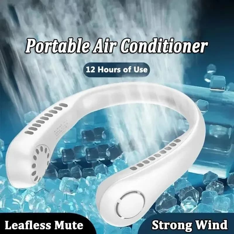 Nuovo Mini Ventilatore da Collo Portatile Senza Pale, Ricaricabile, Raffreddatore d'Aria a 3 Velocità, Mini Ventilatore Sportivo Estivo per Esterni con Ricarica USB