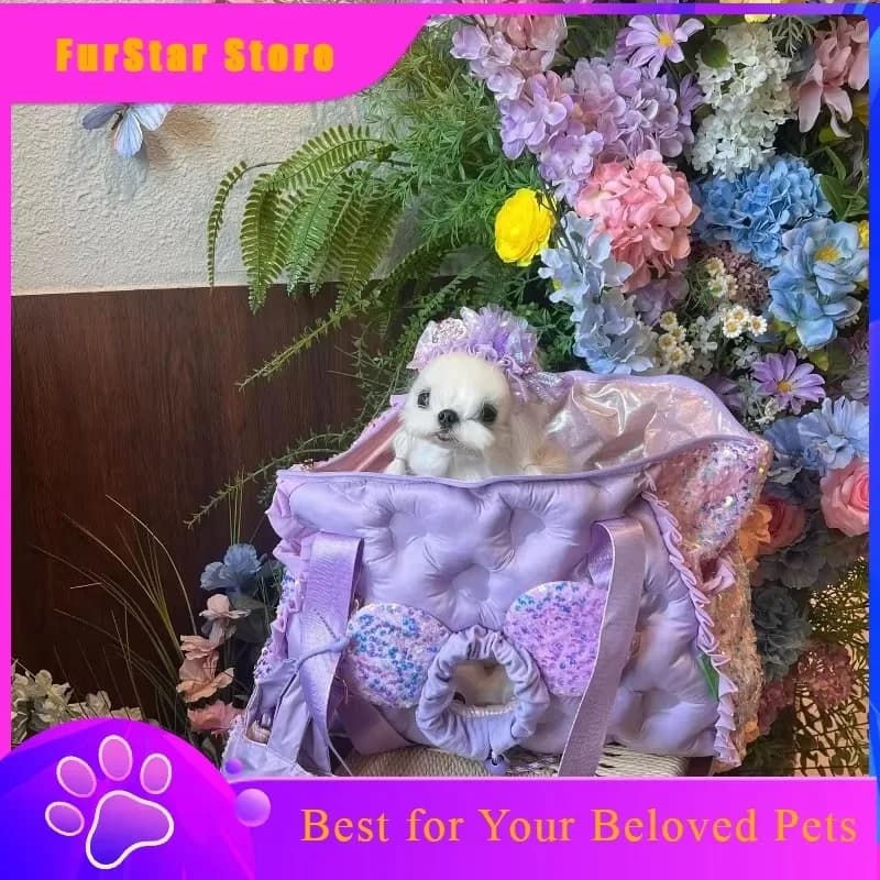 FurStarPet Carrier Backpack Lightweight Purple For Small Dogs Cats Travel Outing Pet Mother Baby Bag Sweet Dog Handbag Pet Carri