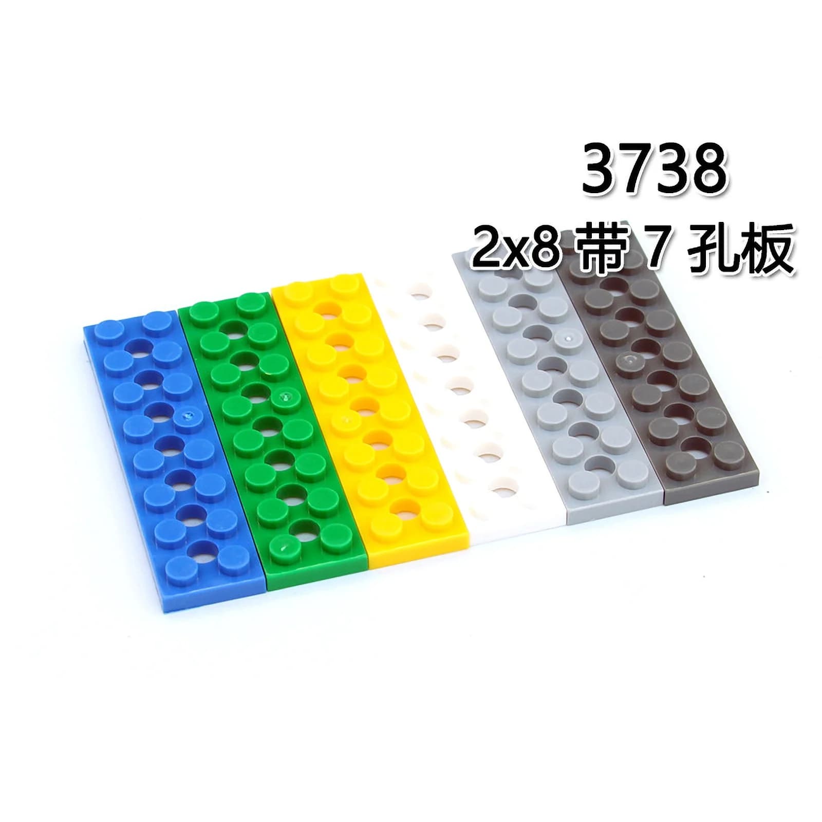 10 Pezzi 2x8 con 7 Fori, Piastra Sottile 3738, Parti di Blocchi da Costruzione MOC, Mattoncini Tecnologici Sostitutivi 373826