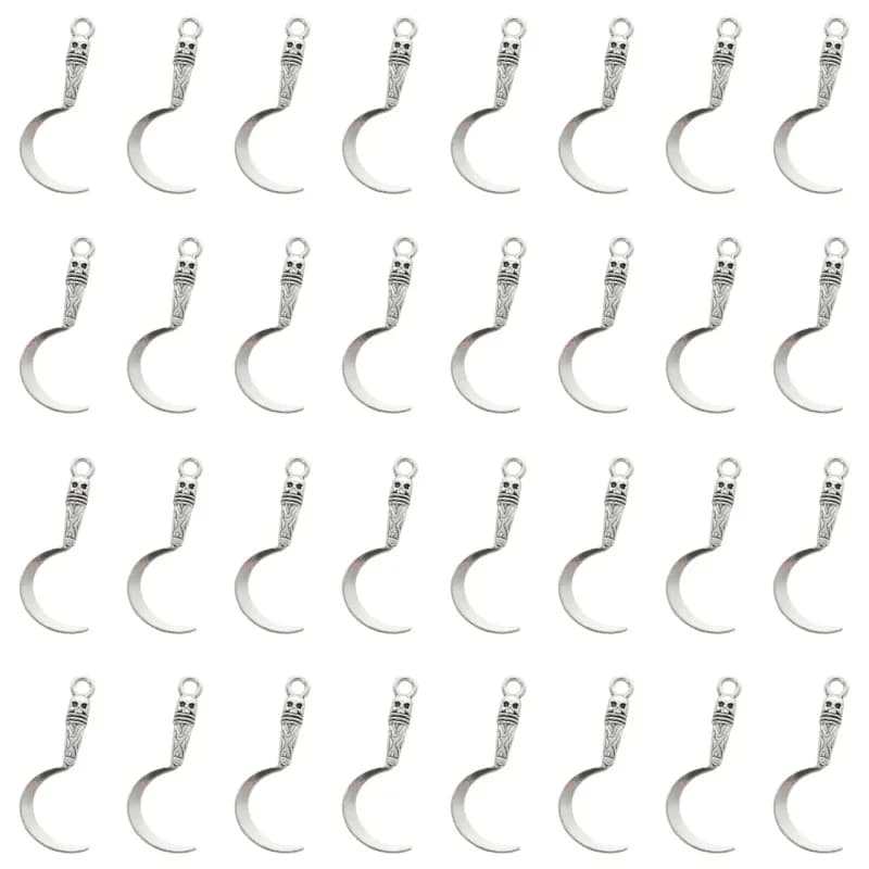 20 pezzi argento antico placcato teschio spada Charms lega Punk falce pendenti per orecchini fai da te collana accessori creazione di gioielli