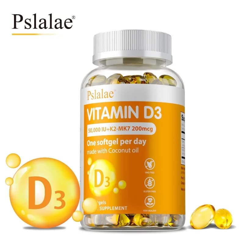 Vitamin D3+K2 Supplement - Promotes Calcium Absorption, Support Joint, Heart and Brain Health, Bone Density, Improve Flexibility