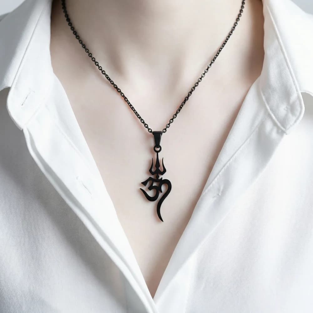 Nuovi gioielli di moda in acciaio inossidabile molto venduti, collana amuleto con tridente di Shiva in acciaio inossidabile