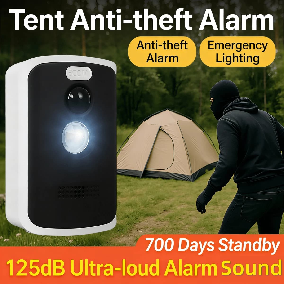 Anti-lude and anti-theft alarm for outdoor curtains, electronic camping guard, infrared sensor for human body with remote control