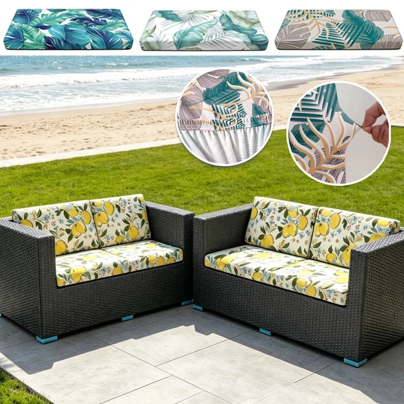 1 Pezzo Copricuscino Elastico con Stampa Tropicale per Patio, Resistente Copertura Universale per Divano da Esterno, per Giardino, Terrazza, Bordo Piscina, Interni