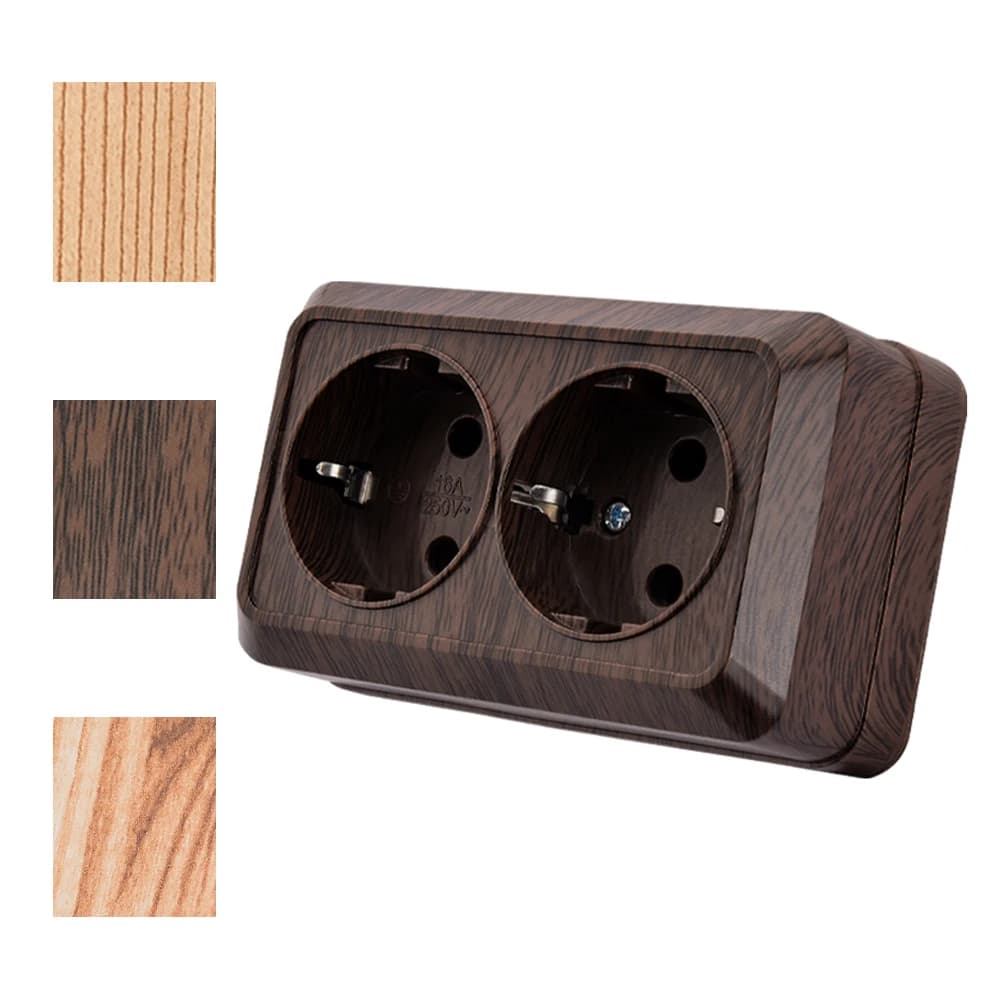 Wood With Ground Classic Electrical Outlets Wall Surface EU Standard Flame Retardant Power Sockets Paint Plastic Plugs Socket