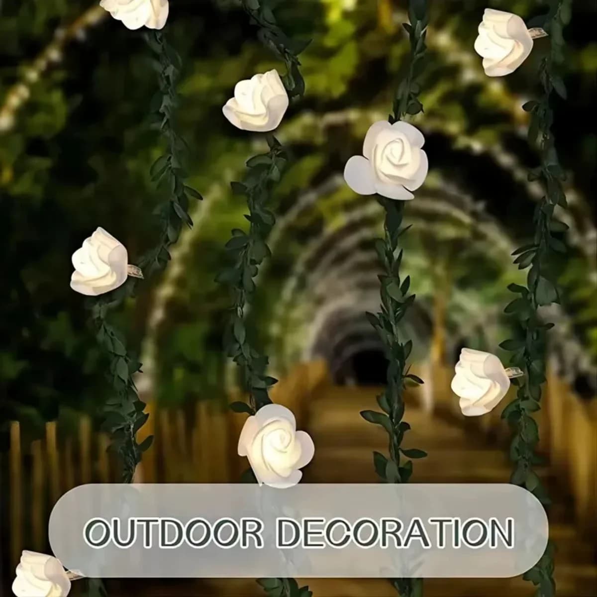 Stringa di luce in rattan rosa bianca artificiale pop LED piccola stringa di luce in rattan con fiore bianco alimentata a batteria per balcone di nozze dicembre