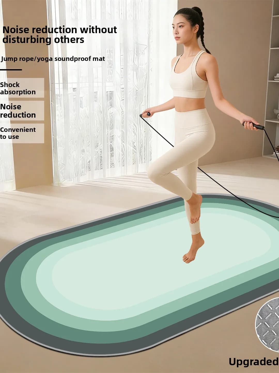 Tappetino per Danza e Yoga per Uso Domestico, Tappetino Ammortizzante per Saltare con la Corda, Tappetino Fitness da Interno, Tappetino Antiscivolo per Esercizi Sportivi con Riduzione del Rumore