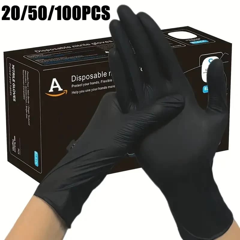 Guanti monouso in nitrile nero Guanti protettivi monouso durevoli e impermeabili per la cucina Pulizia domestica Pre salone alimentare
