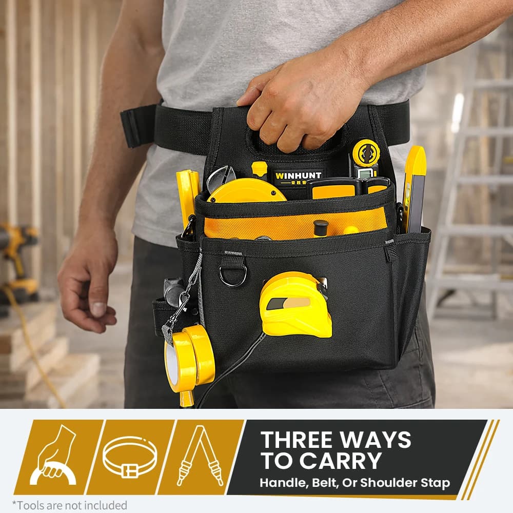 Borsa Porta Attrezzi WINHUNT, Cintura Porta Utensili Resistente con Cintura Regolabile, Borsa Multiuso con Tasche Multiple per Elettricisti