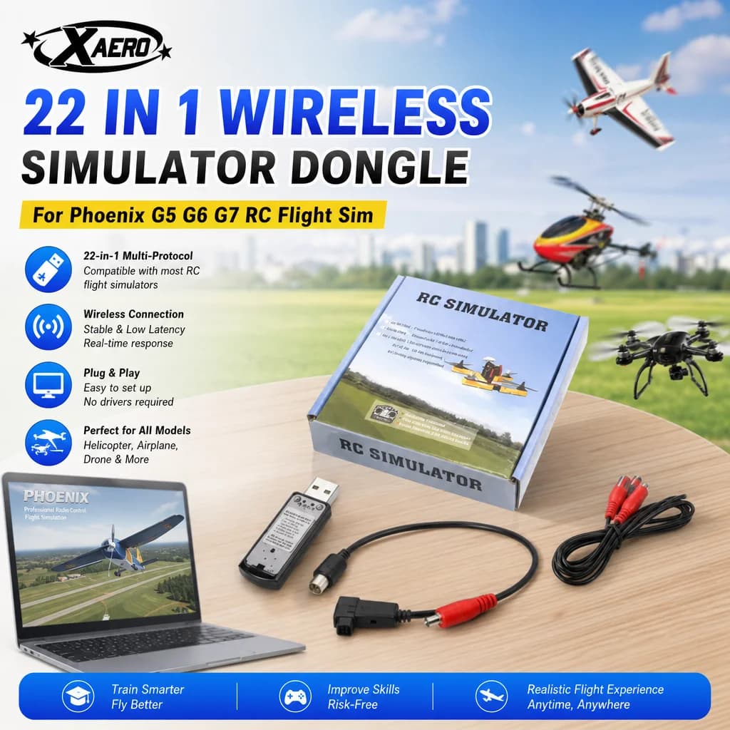 Dongle Wireless Simulator 22 in 1 for Phoenix G5 G6 G7 RC Flight Sim for Air drone training helicopter