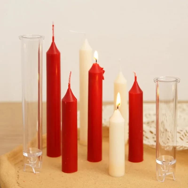 Stampo per candele cilindrico a punta lunga da 2,2 cm di diametro Stampo in plastica acrilica Candele fatte a mano Strumento per realizzare materiale PC durevole