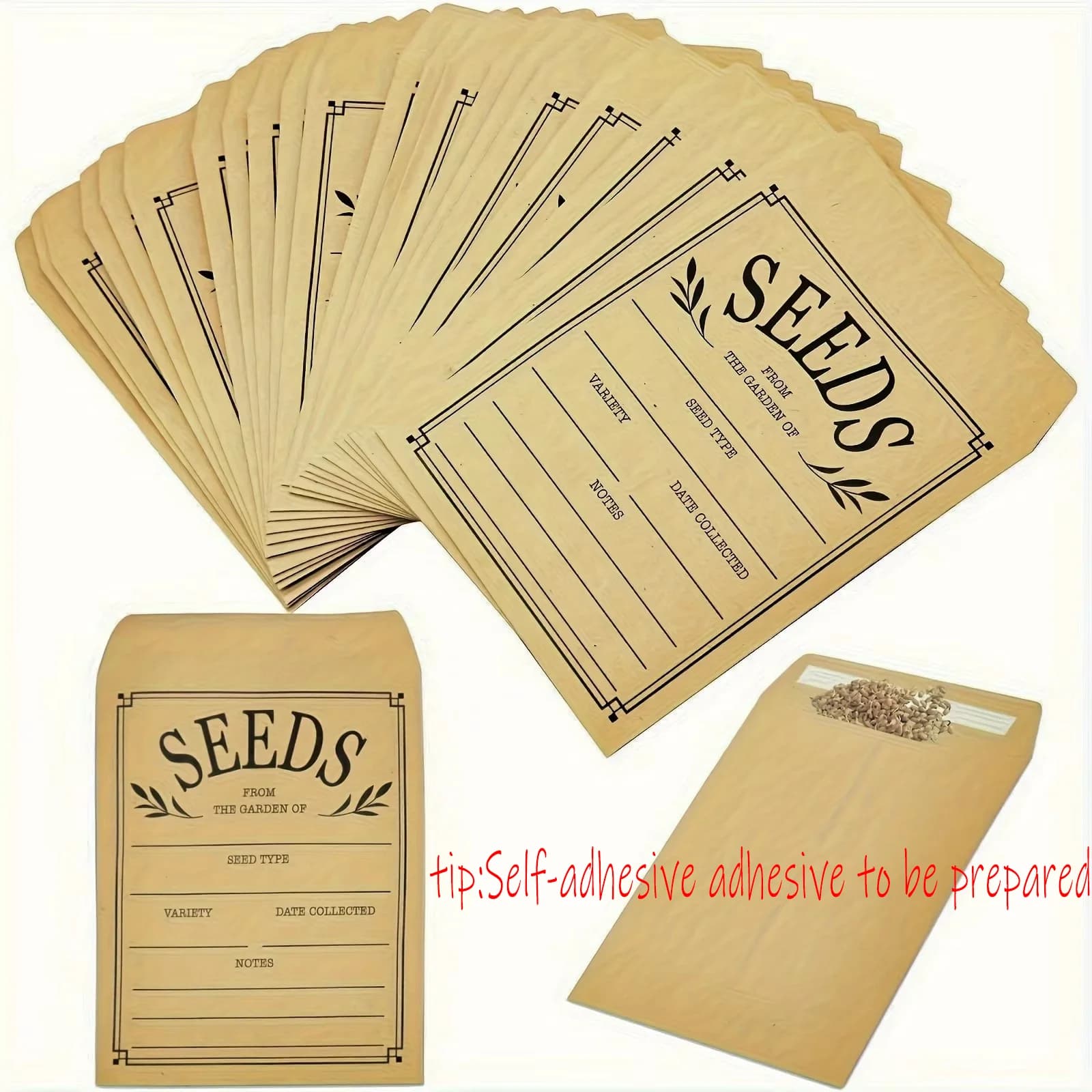Bags for seeds of 50/100 pieces, bags for packing semi-removable 3.1 x 4.7 inches that collect seeds of flowers and vegetables