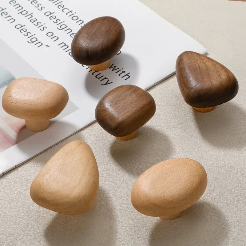 Manopole in legno naturale per armadio per camera dei bambini Nordic creativo cartone animato ciottolo per bambini maniglie per mobili in legno maniglie per cassetti