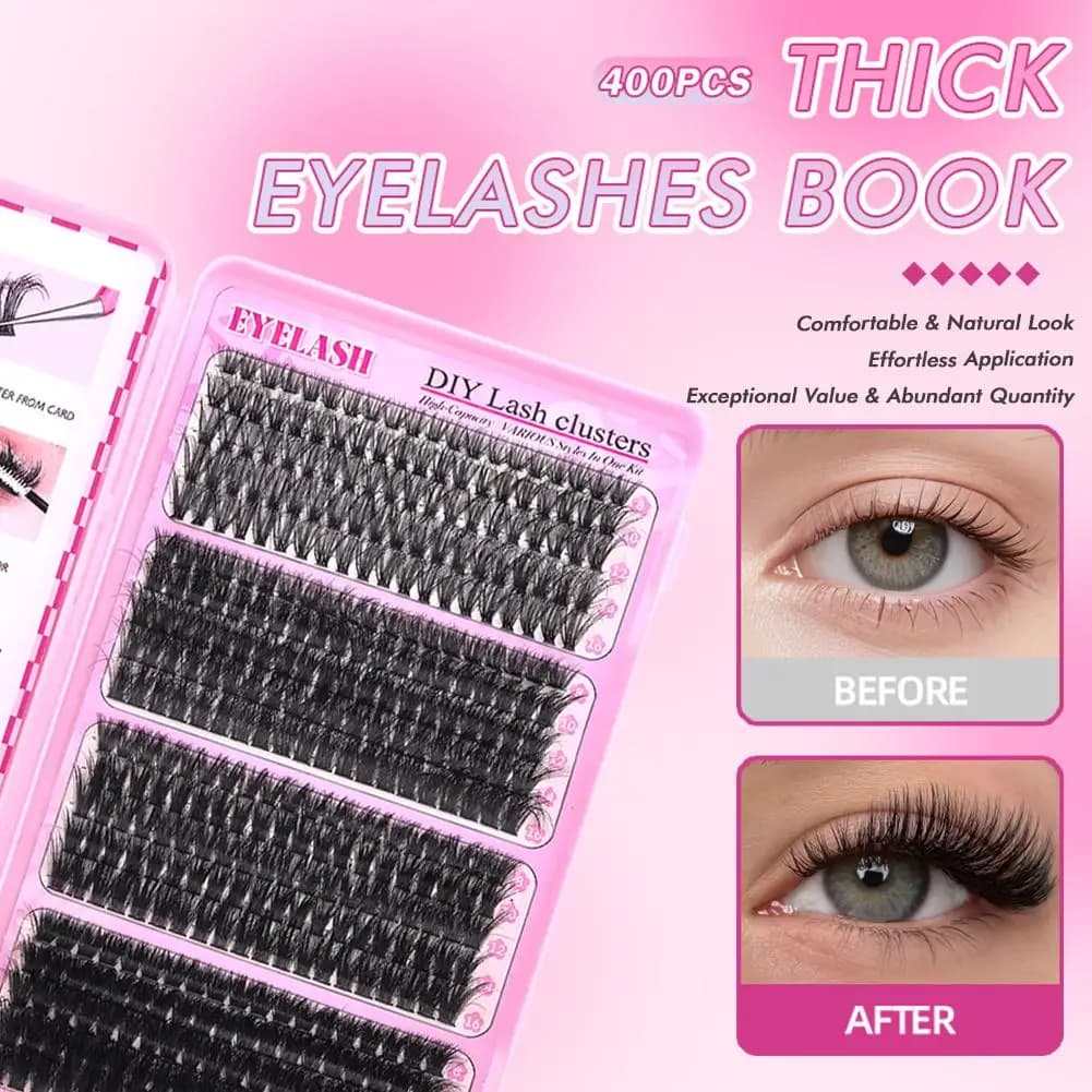 Ciglia Finte Spesse 9-16mm, Pack of 40P, 60P, 80P, 100P, Ciglia Voluminose Natural Segmentate and Style Cross Curly R5U5