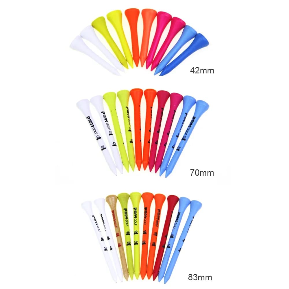 Tee da Golf in Legno con Riduzione del Rotazione Laterale e dell'Attrito, 42/70/83mm, Accessori per Allenamento Golf, con Custodia Porta Palline