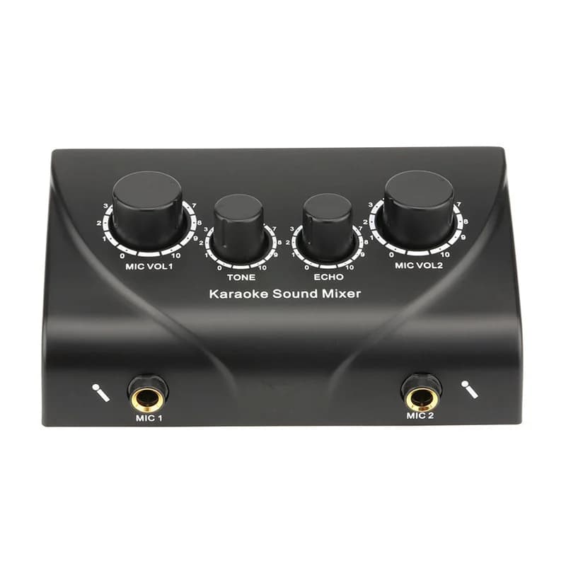 Fuluode Portable Karaoke Sound Mixer Professional Dual Mic Inputs Audio System Digital Audio Sound Machine Echo OK Mixer System