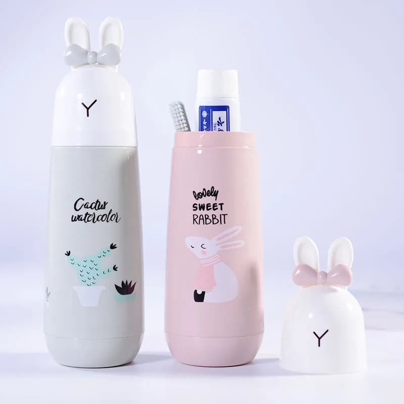 Cartoon Rabbit Tooth Brush porta dentifricio accessori per il bagno Portable Travel gargarismi Cup Storage Organizer scatola per spazzolino da denti