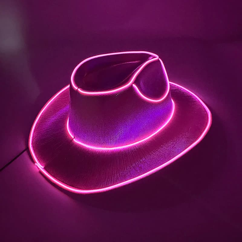 Rave Glowing Light Up Bar Cappello da cowboy LED Luminoso Sposa Cowgirl Cap NightClub Addio al celibato Puntelli Cappello al neon Forniture per festival