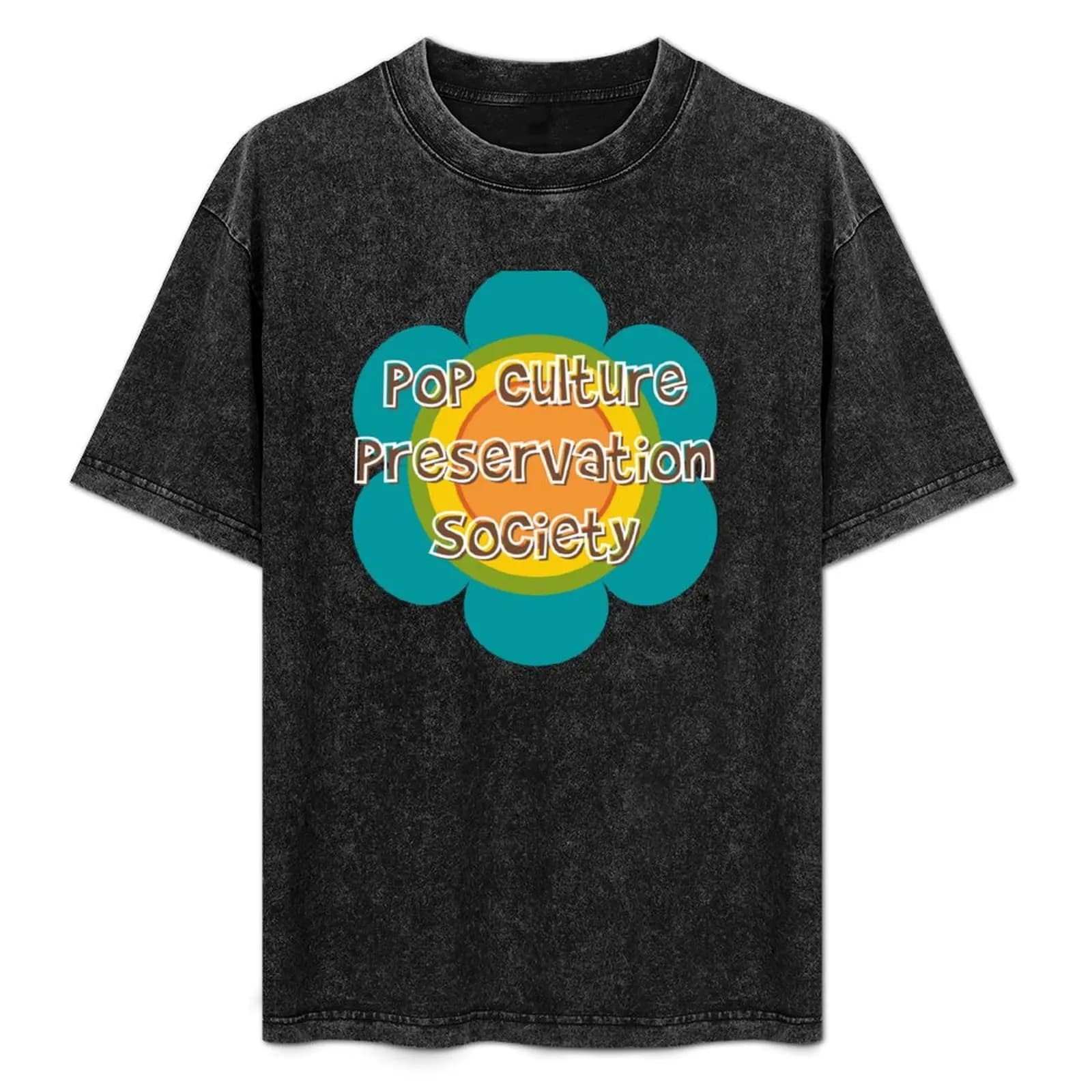 T-shirt con logo della Pop Culture Preservation Society, t-shirt da lavoro casual e utilitaria