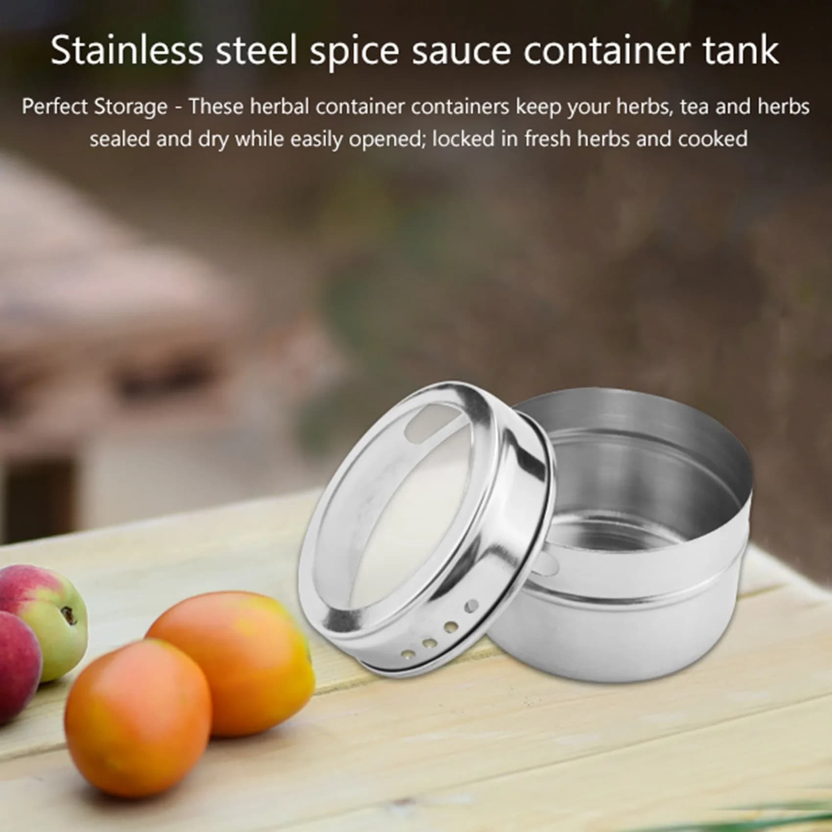 AT16 Set di 6 Barattoli per Spezie con Coperchio Trasparente Magnetico, Contenitori in Acciaio Inox per Conservazione di Spezie e Salse, Utensili da Cucina
